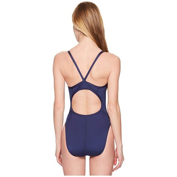 Speedo Endurance Thin Strap Swimsuit One Piece Racing Cut Flyback Blue Size 28 - Picture 3 of 8